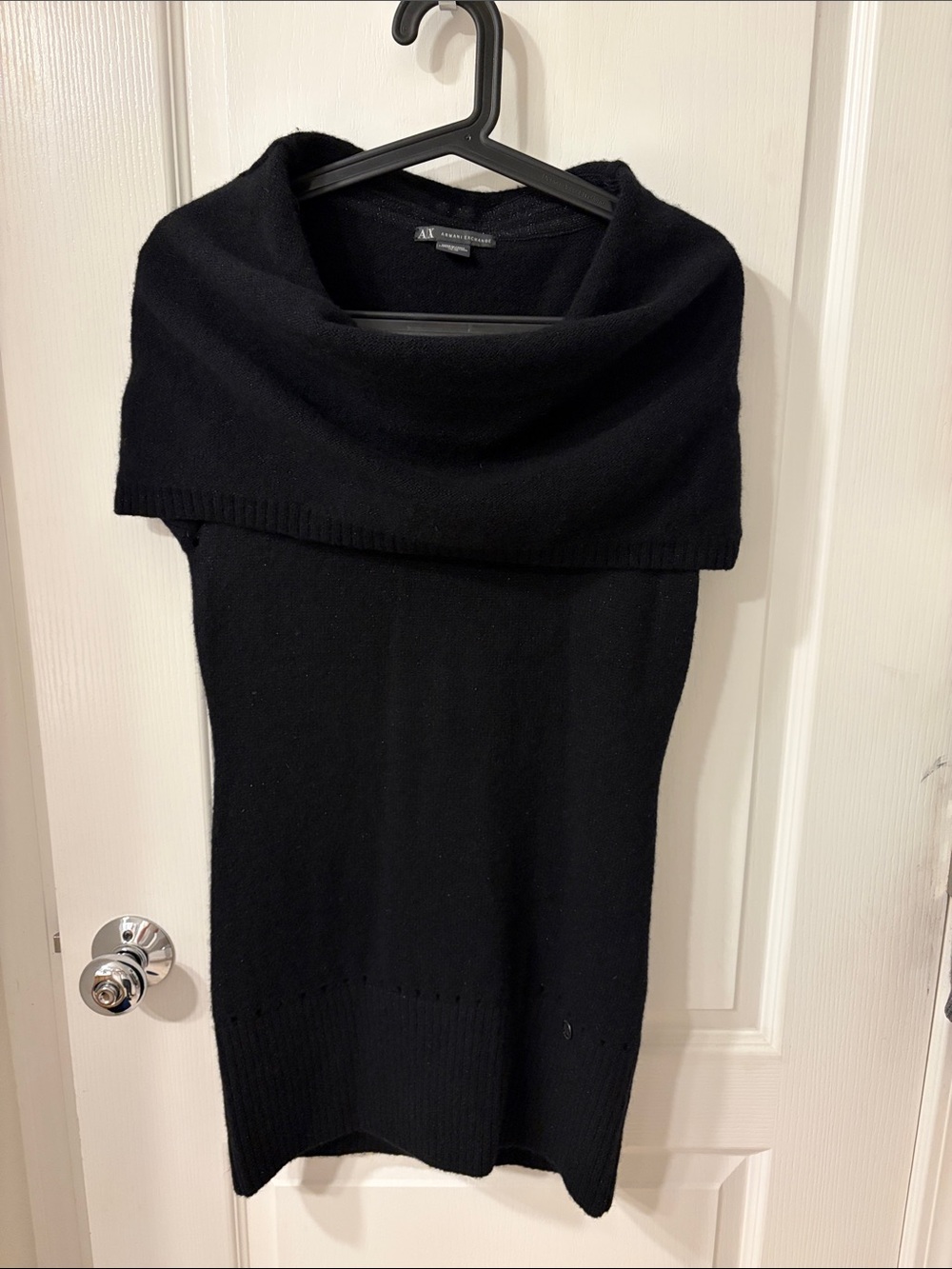 Armani Exchange Black Off-Shoulder Cowl Sweater